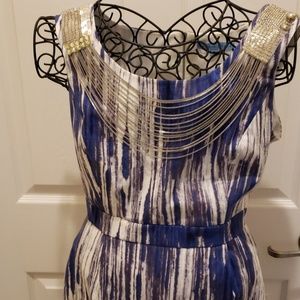 Antonio Melani Sz 6 White/blue/purple Dress